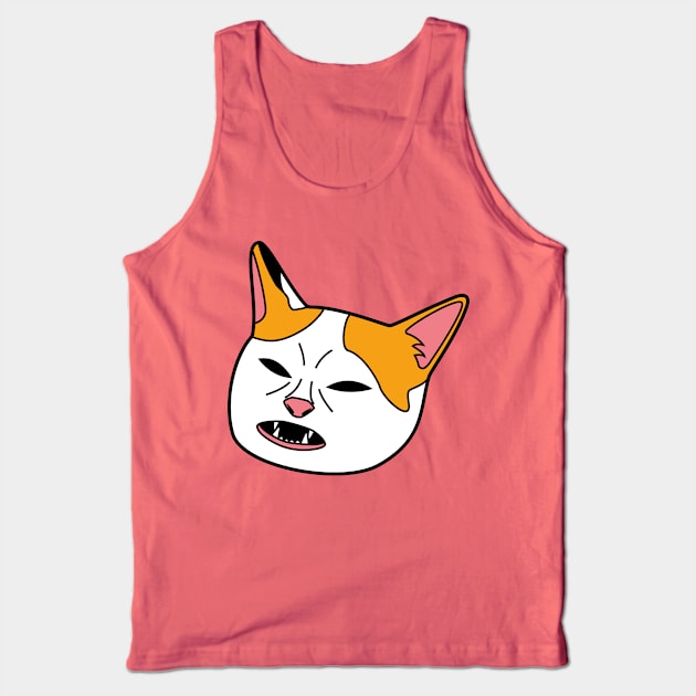 Cat No Banana Meme Face Tank Top by Sashen